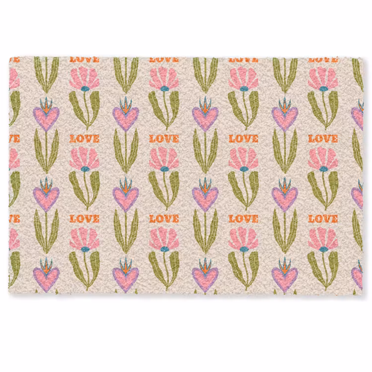 Deurmat - Love - Patroon - Bloemen - Hartjes — 1