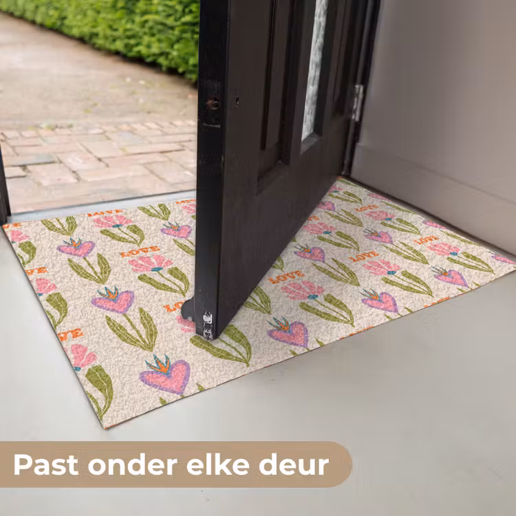 Deurmat - Love - Patroon - Bloemen - Hartjes — 7