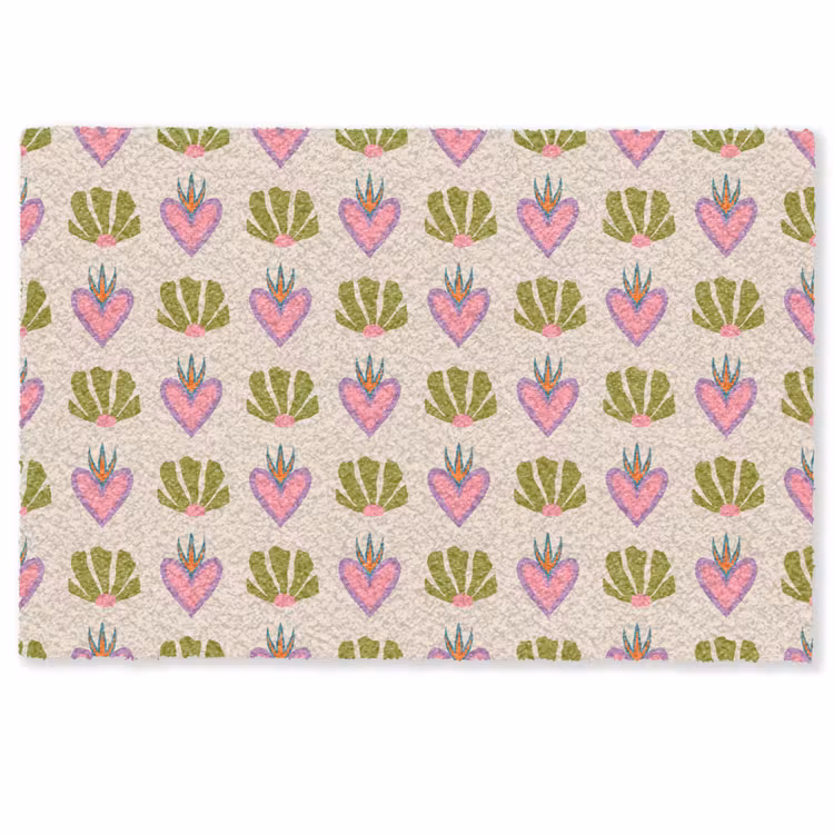Deurmat - Patroon - Beige - Hartjes - Bloemen — 1
