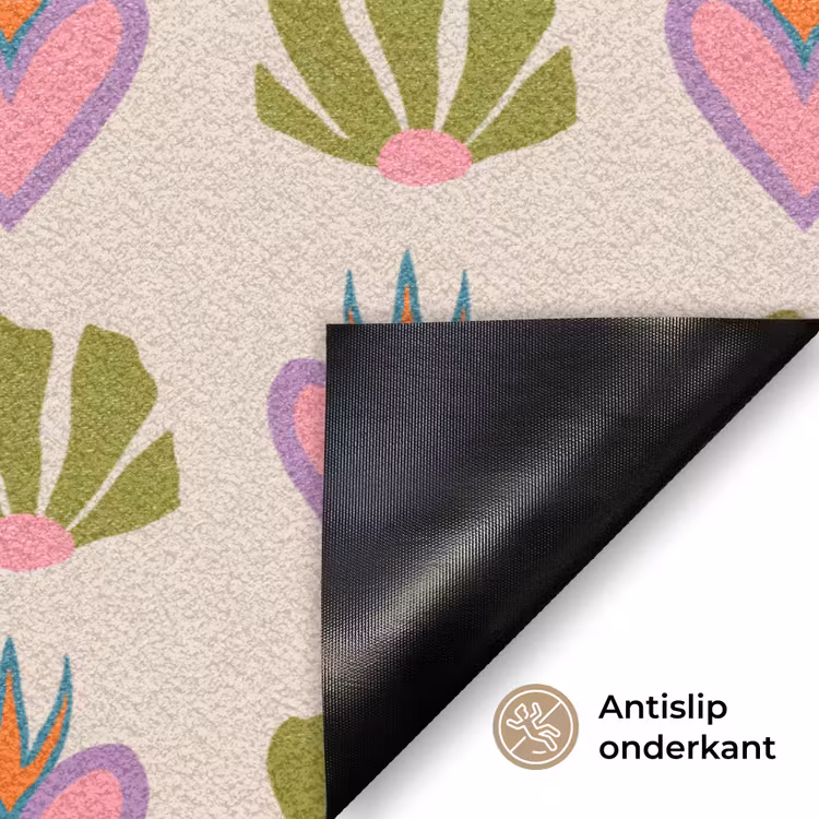 Deurmat - Patroon - Beige - Hartjes - Bloemen — 6