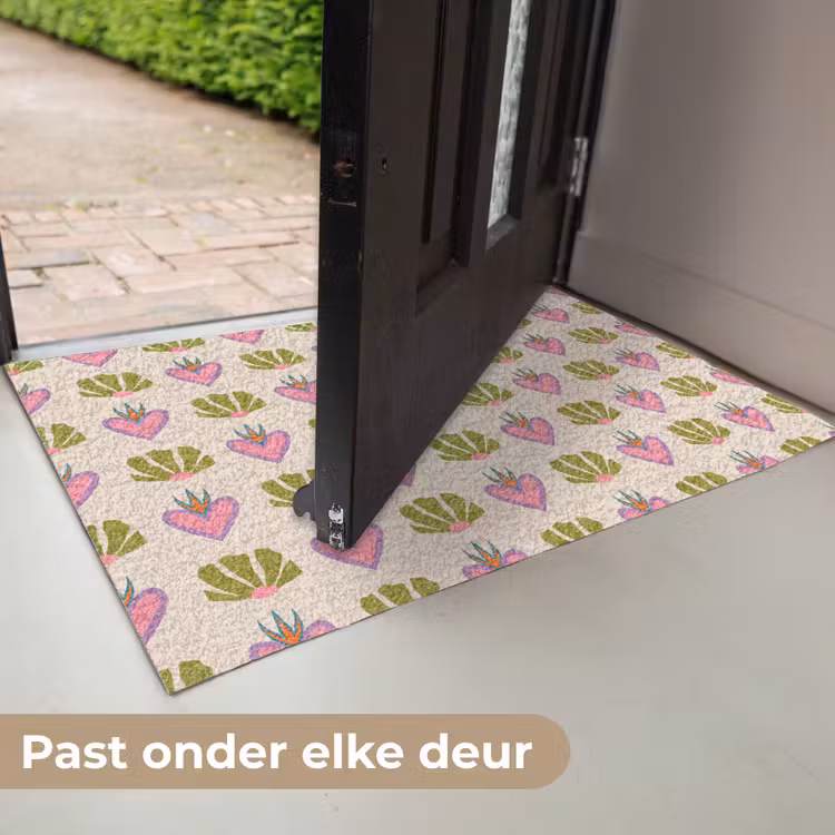 Deurmat - Patroon - Beige - Hartjes - Bloemen — 7