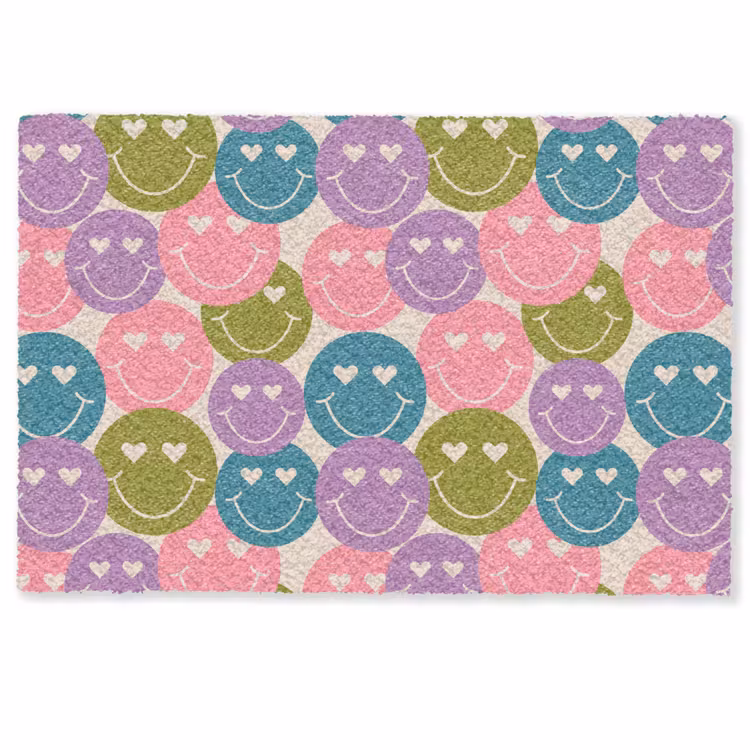 Deurmat - Patroon - Smiley - Kleurrijk - Hartjes — 1