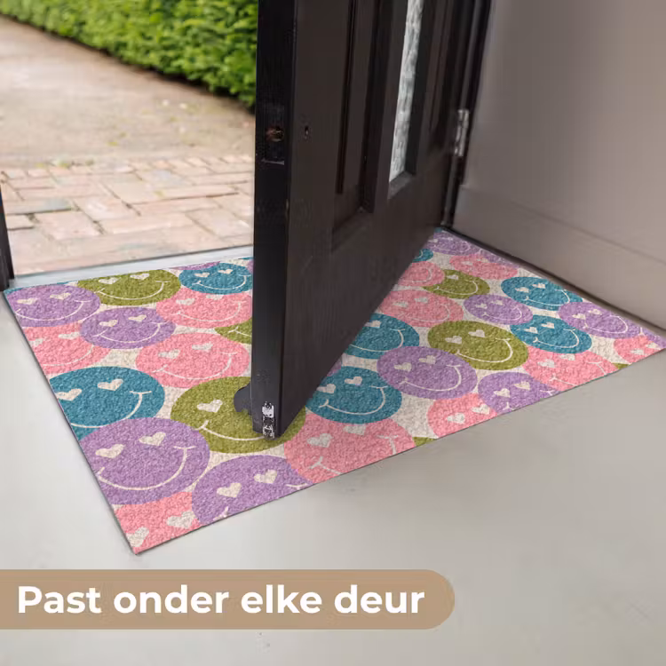 Deurmat - Patroon - Smiley - Kleurrijk - Hartjes — 7