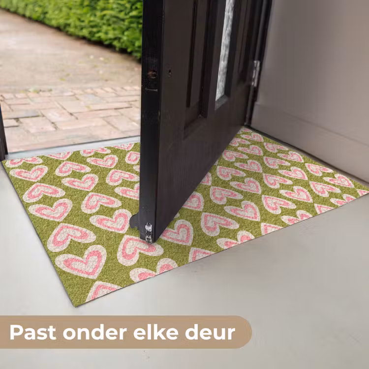 Deurmat - Patroon - Symmetrisch - Hartjes - Olijfgroen — 7