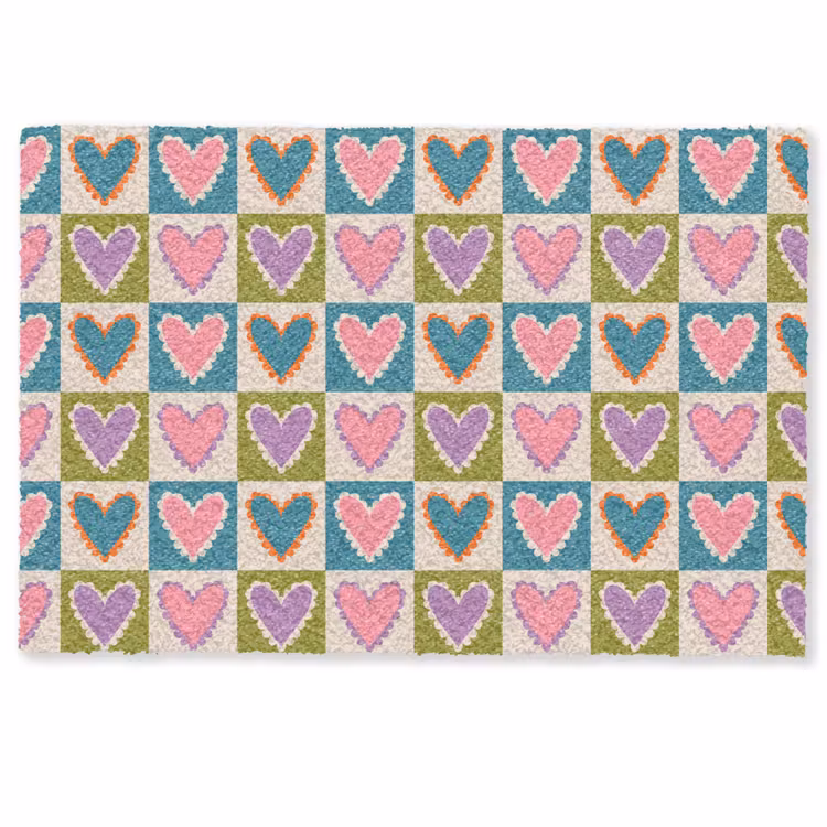 Deurmat - Retro - Kleuren - Patroon - Hartjes — 1