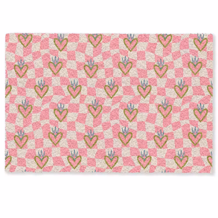 Deurmat - Roze - Retro - Patroon - Geblokt — 1