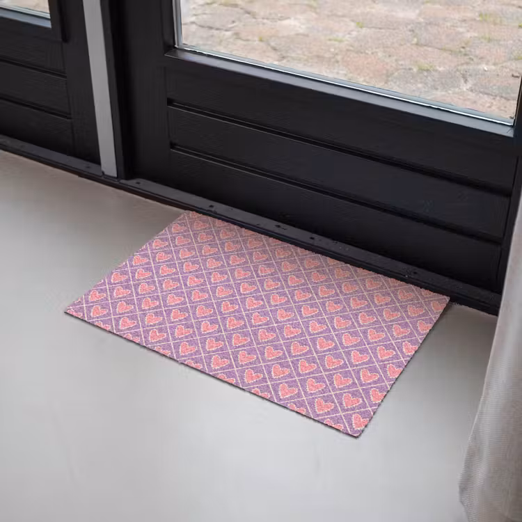 Deurmat - Ruit - Patroon - Paars - Hartjes — 2