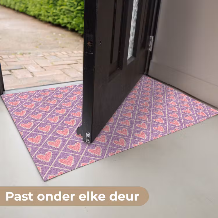 Deurmat - Ruit - Patroon - Paars - Hartjes — 7