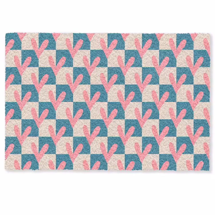 Deurmat - Vlakken - Hartjes - Patroon - Retro — 1