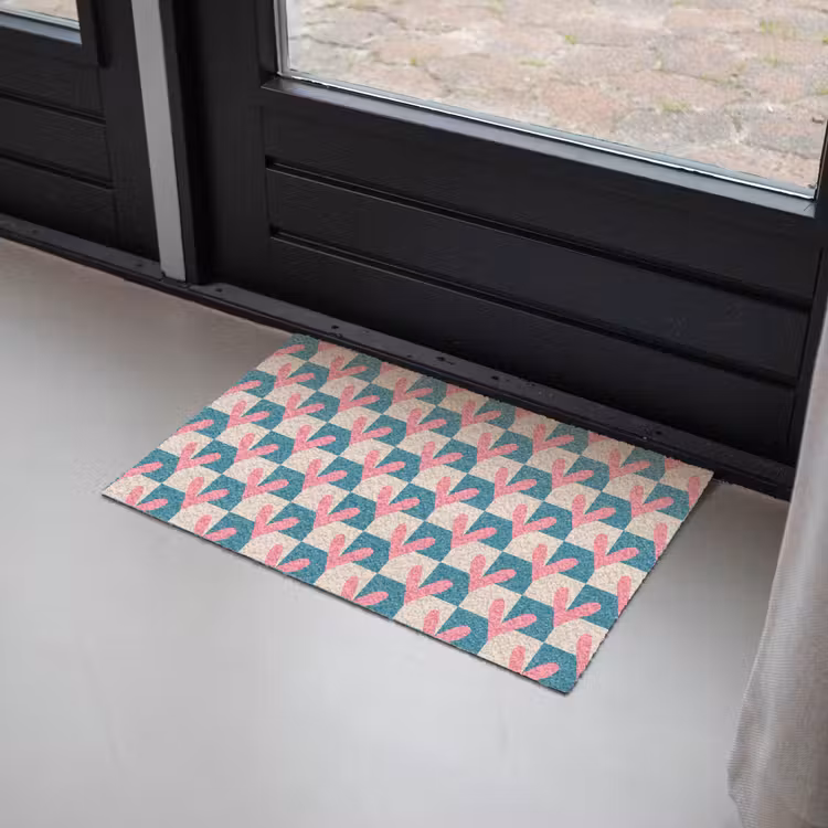 Deurmat - Vlakken - Hartjes - Patroon - Retro — 2