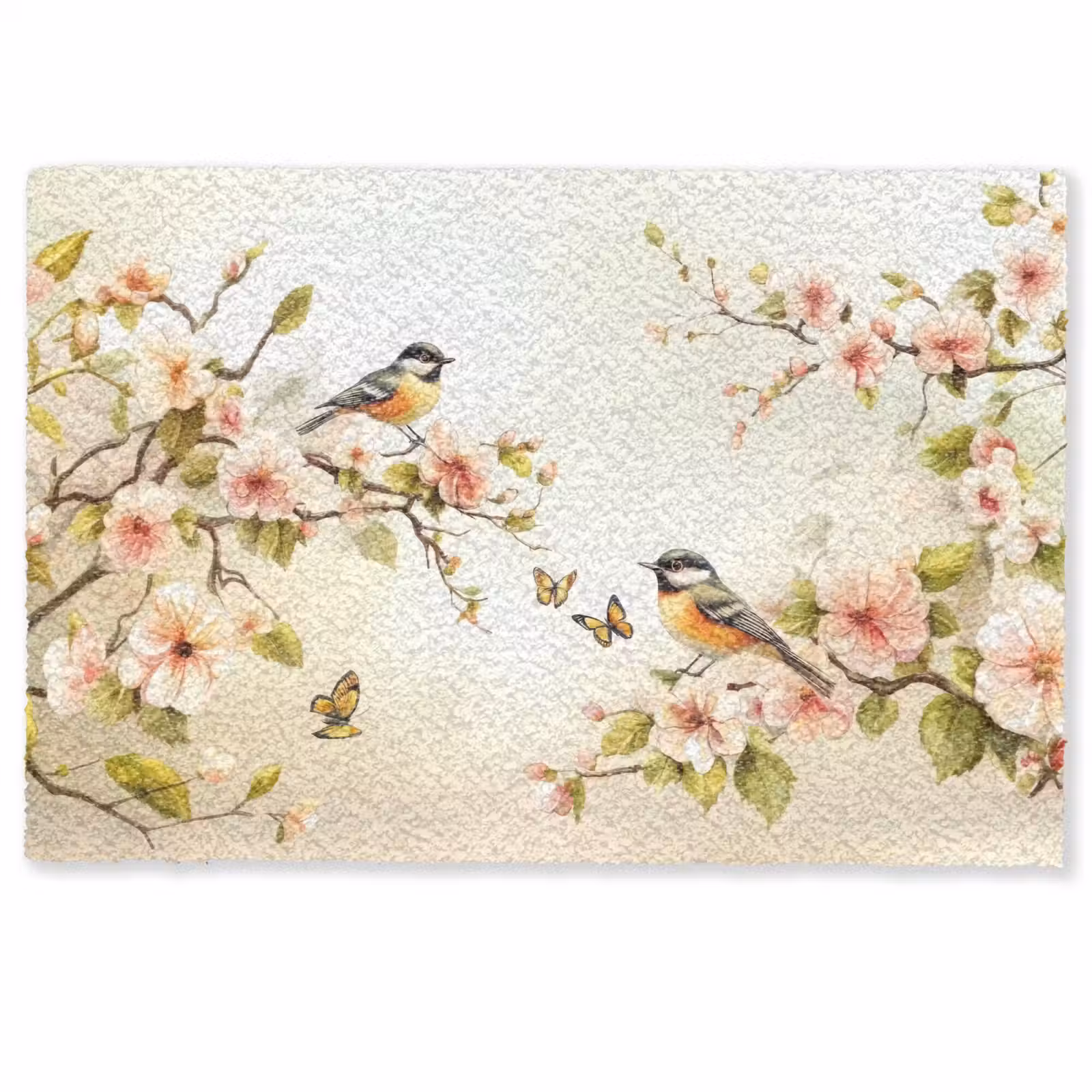 Deurmat - Takken - Bloemen - Vogeltjes - Roze — 1