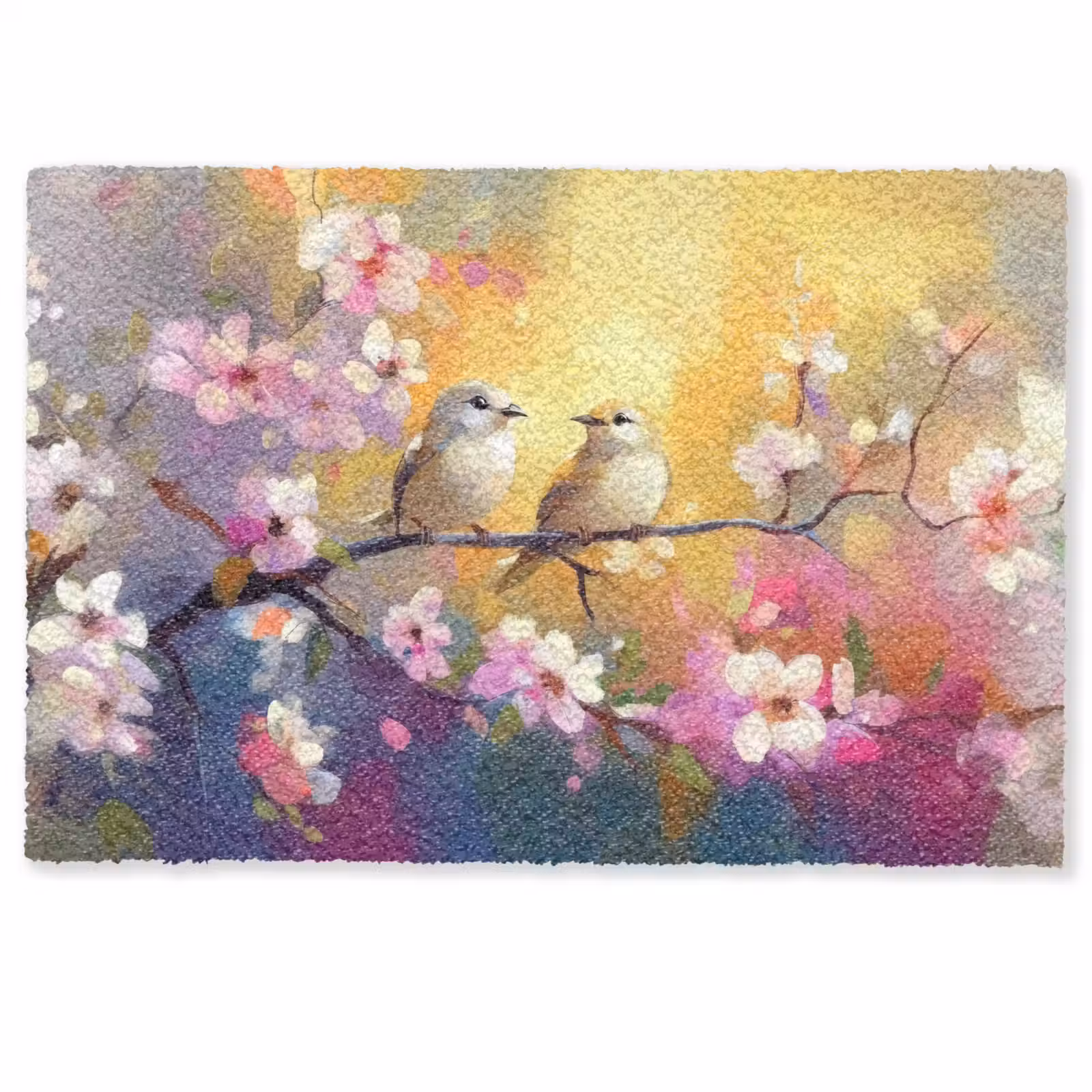 Deurmat - Vogels - Bloemen - Roze — 1