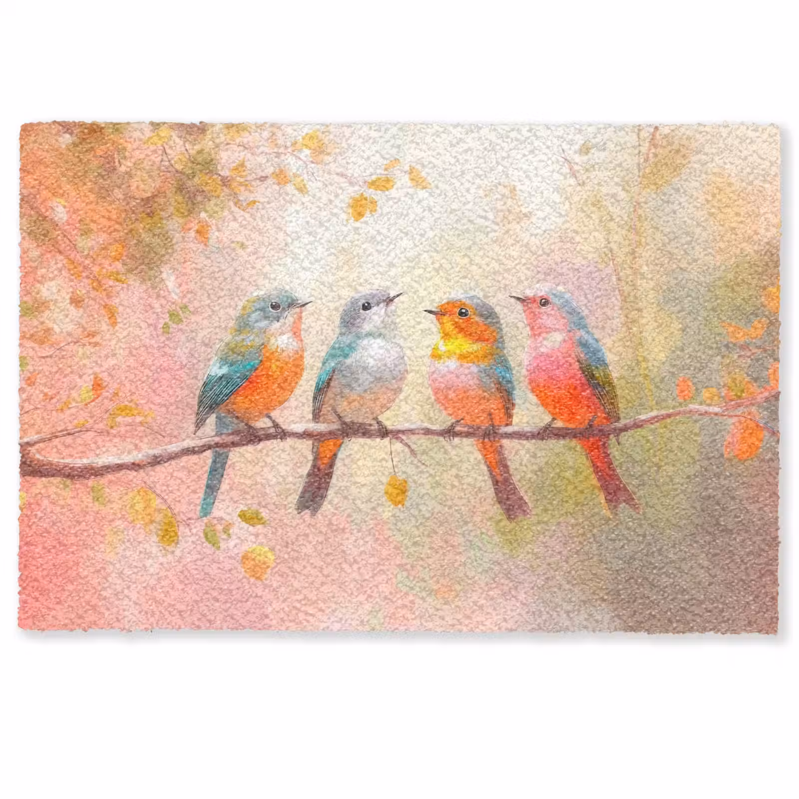 Deurmat - Vogels - Kleurrijk - Tak — 1