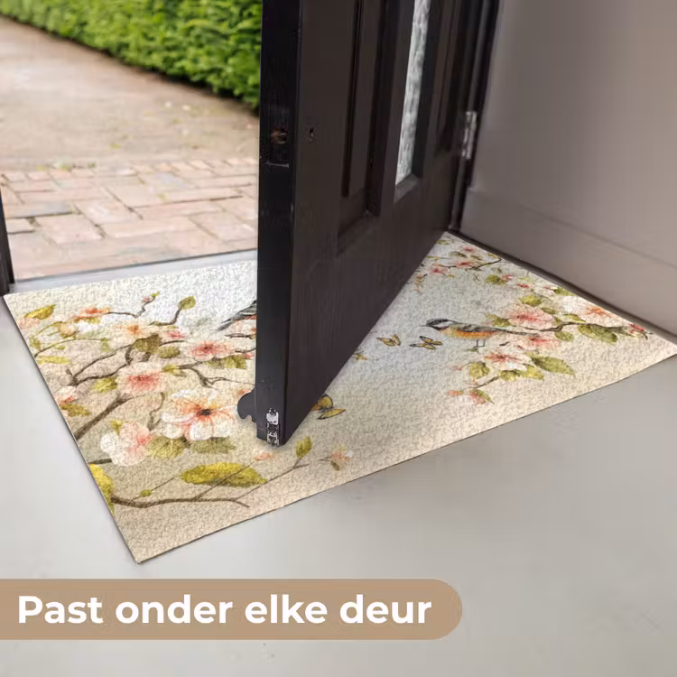 Deurmat - Takken - Bloemen - Vogeltjes - Roze — 7