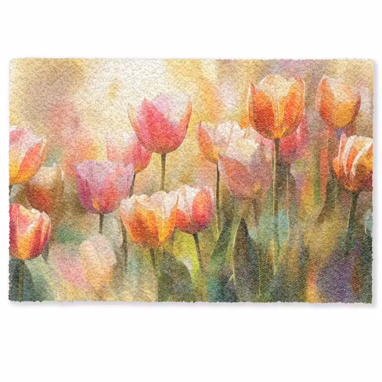 Deurmat - Tulpen - Sprookjesachtig - Kleurrijk — 1