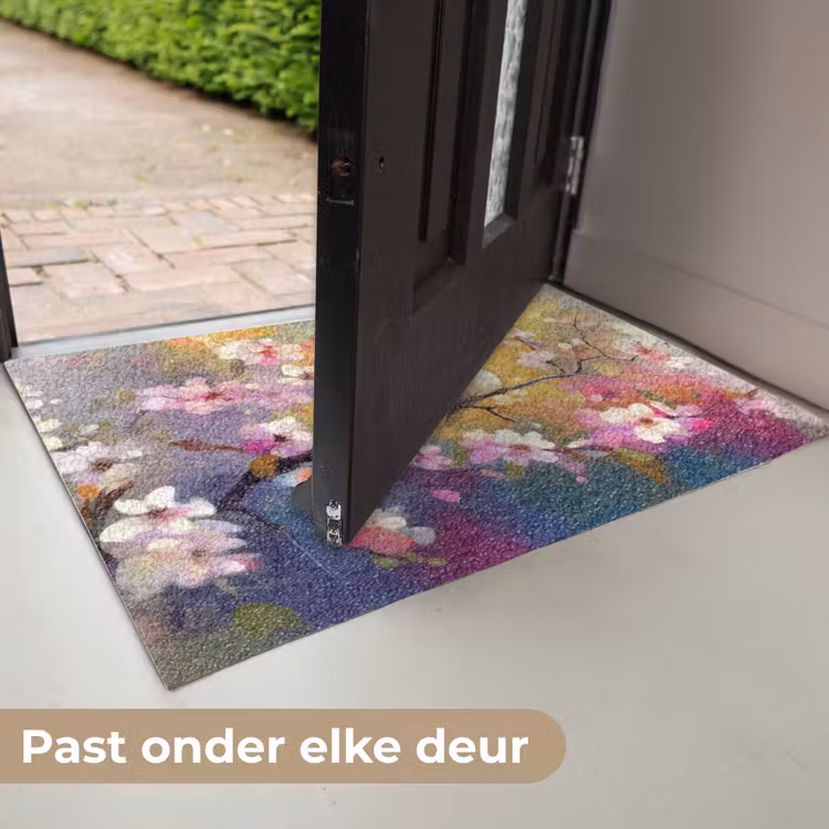 Deurmat - Vogels - Bloemen - Roze — 7