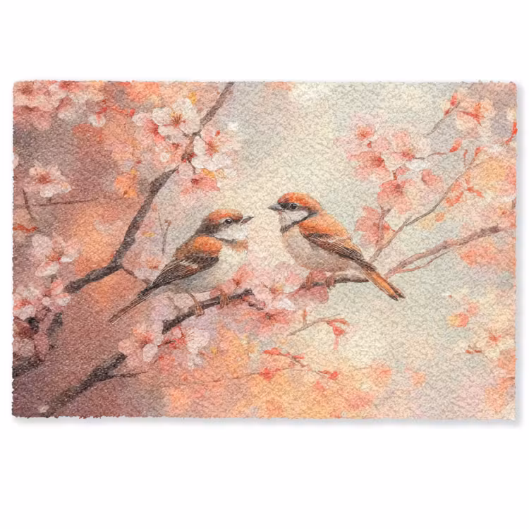 Deurmat - Vogels - Romantic - Bloesemtak — 1