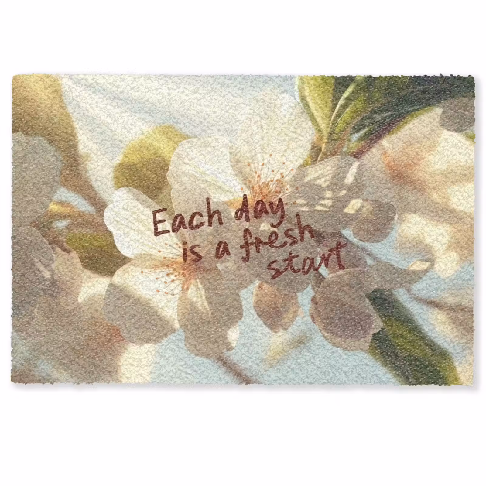 Deurmat - Bloesems - Zonlicht - Quote - Wit — 1