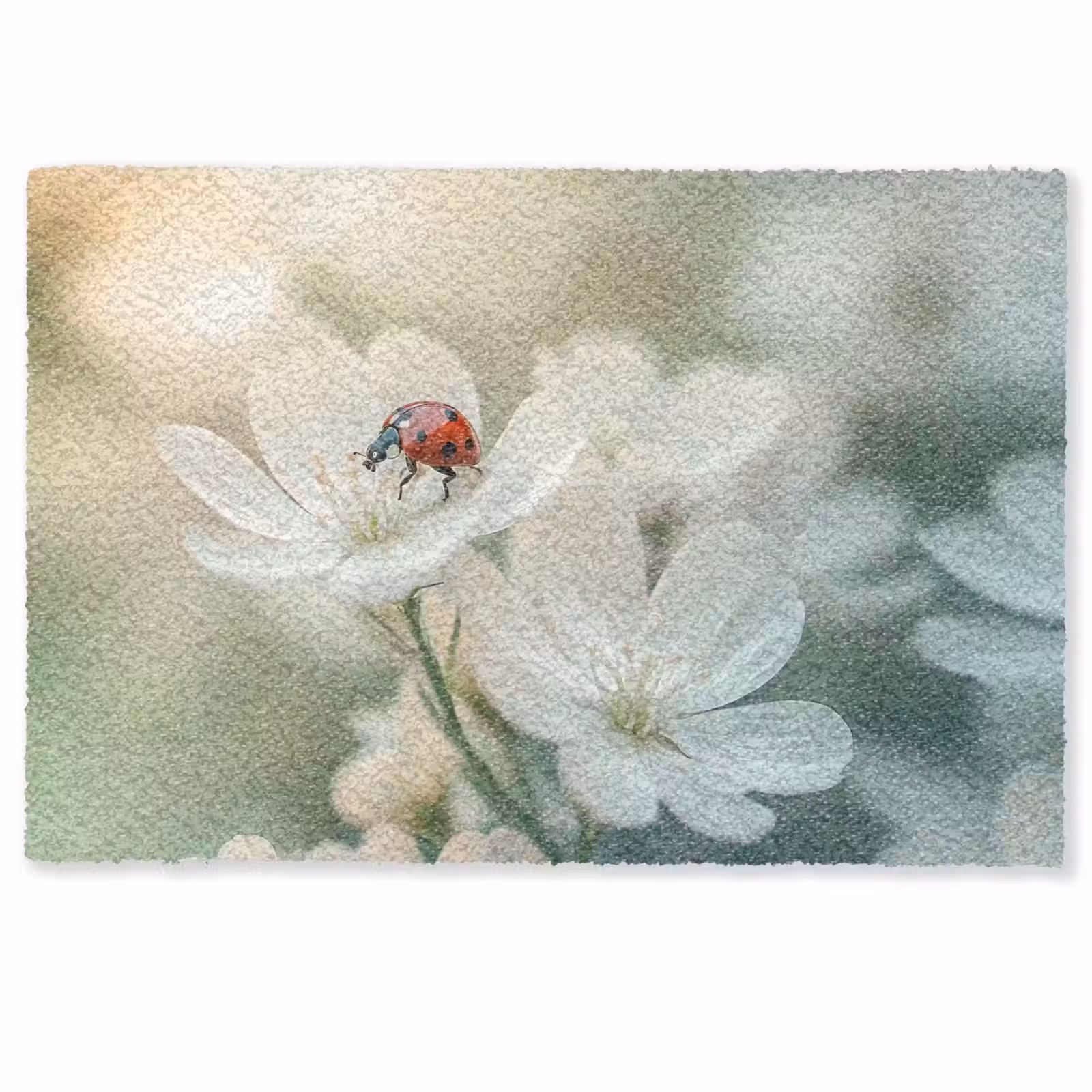 Deurmat - Lieveheersbeestje - Bloemen - Wit — 1