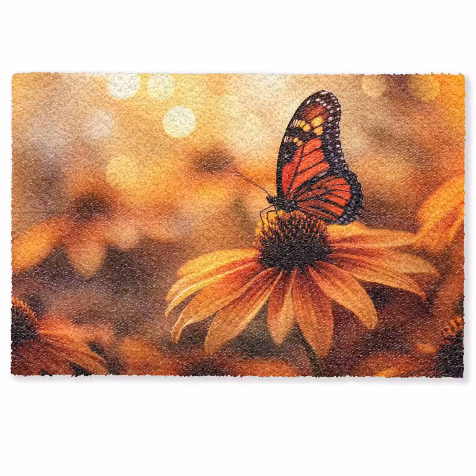 Deurmat - Vlinder - Bloemen - Oranje — 1