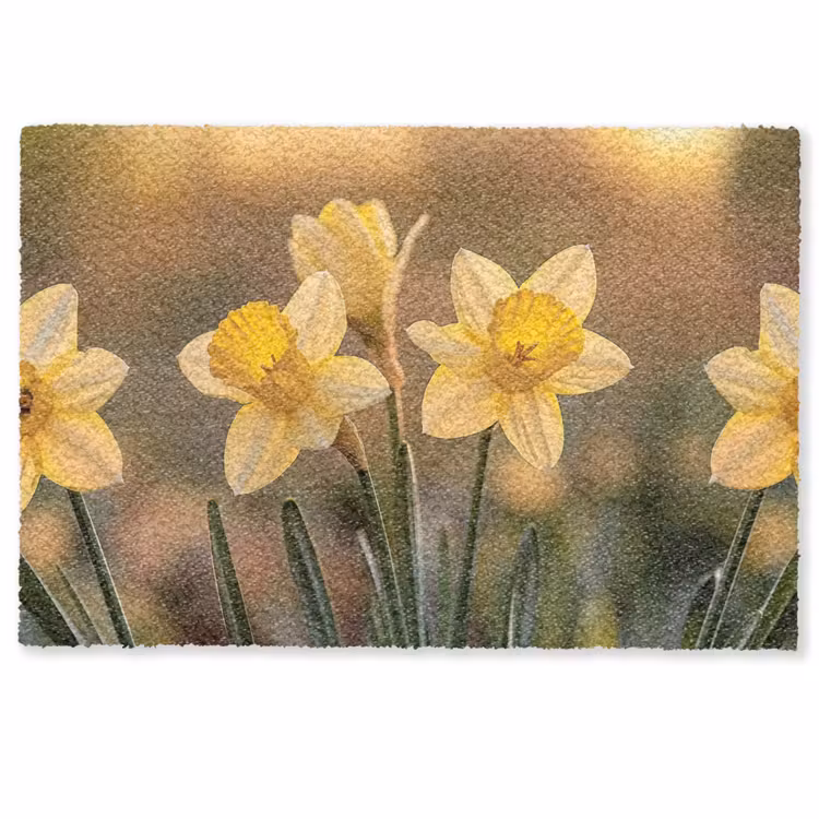 Deurmat - Bloemen - Geel - Wazig — 1