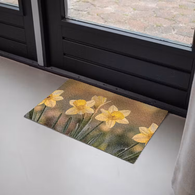Deurmat - Bloemen - Geel - Wazig — 2