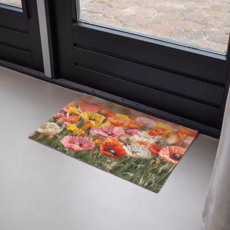 Deurmat - Bloemenveld - Klaprozen - Kleurrijk — 2