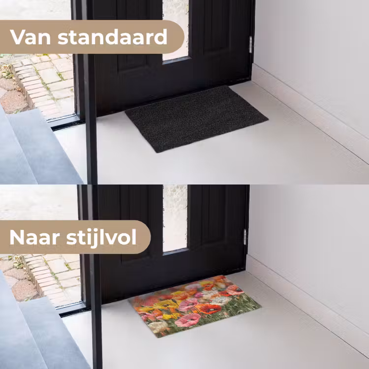 Deurmat - Bloemenveld - Klaprozen - Kleurrijk — 3