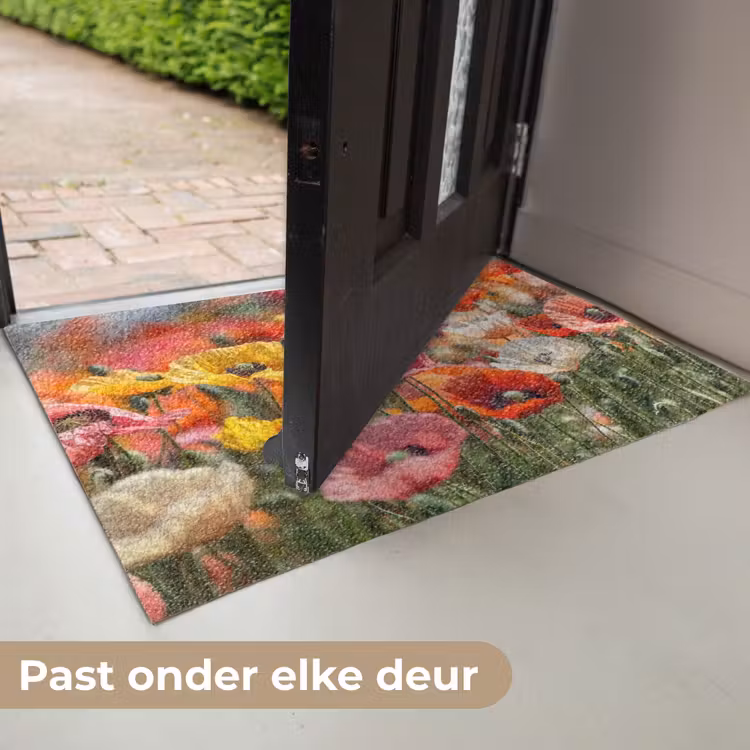Deurmat - Bloemenveld - Klaprozen - Kleurrijk — 7