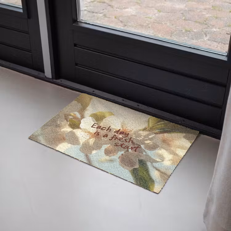 Deurmat - Bloesems - Zonlicht - Quote - Wit — 2