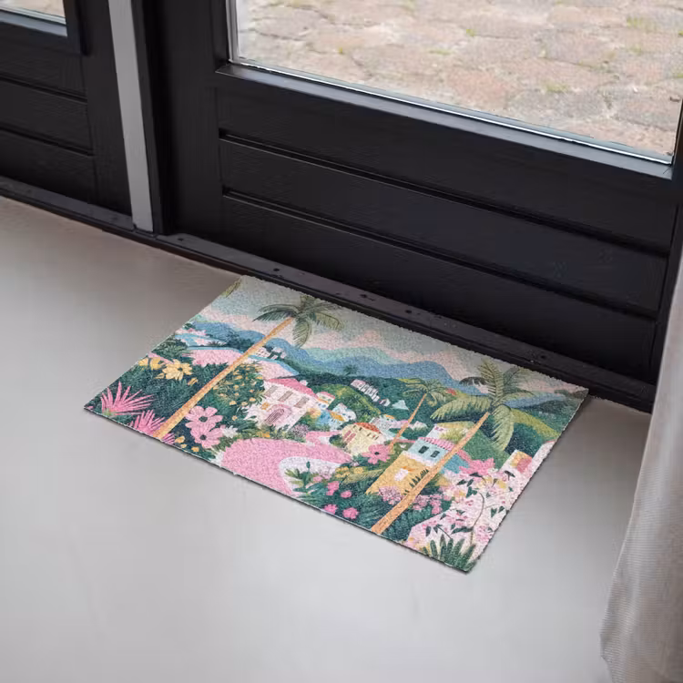 Deurmat - Kleurrijk - Huizen - Heuvels - Roze — 2