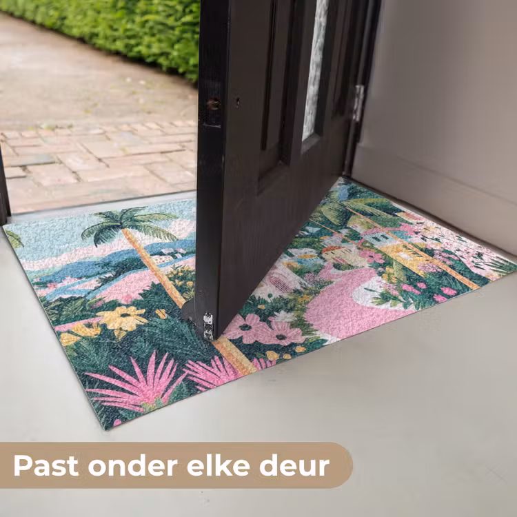 Deurmat - Kleurrijk - Huizen - Heuvels - Roze — 7