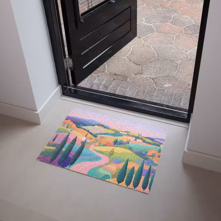 Deurmat - Landschap - Paars - Pastel - Huizen — 4