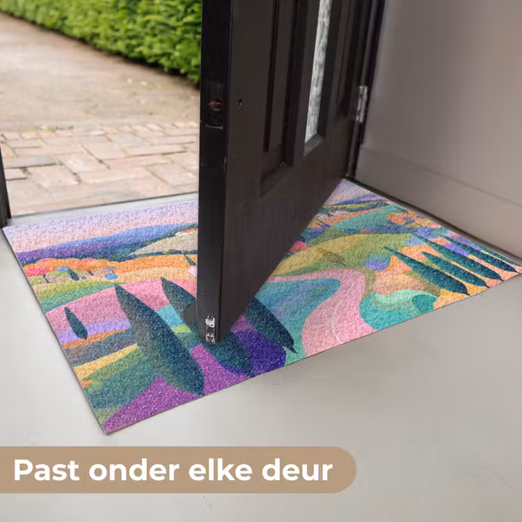 Deurmat - Landschap - Paars - Pastel - Huizen — 7