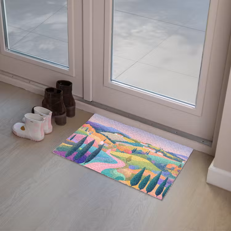 Deurmat - Landschap - Paars - Pastel - Huizen — 8