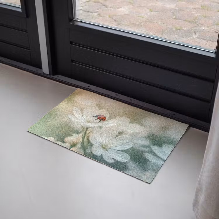 Deurmat - Lieveheersbeestje - Bloemen - Wit — 2
