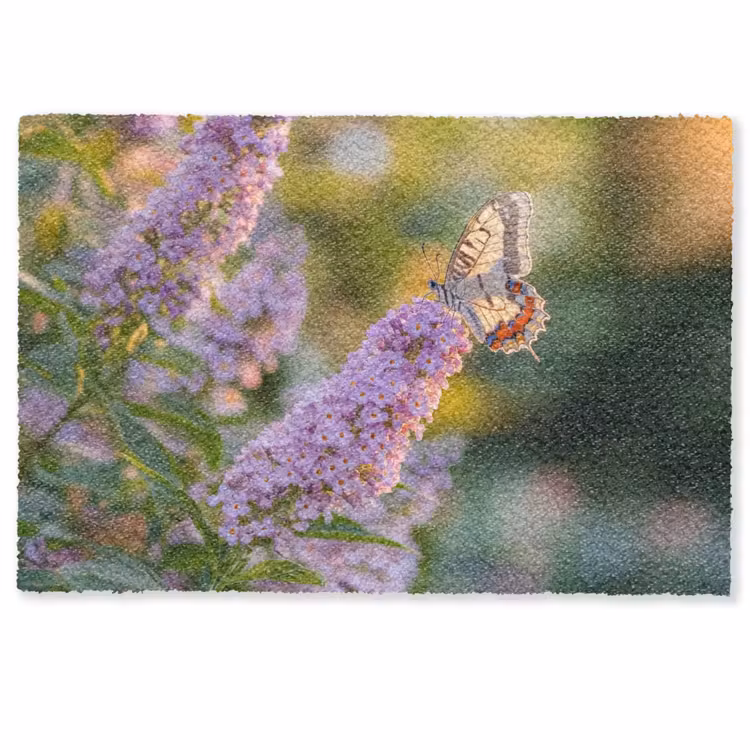 Deurmat - Sierlijke - Vlinder - Paarse - Bloemen — 1
