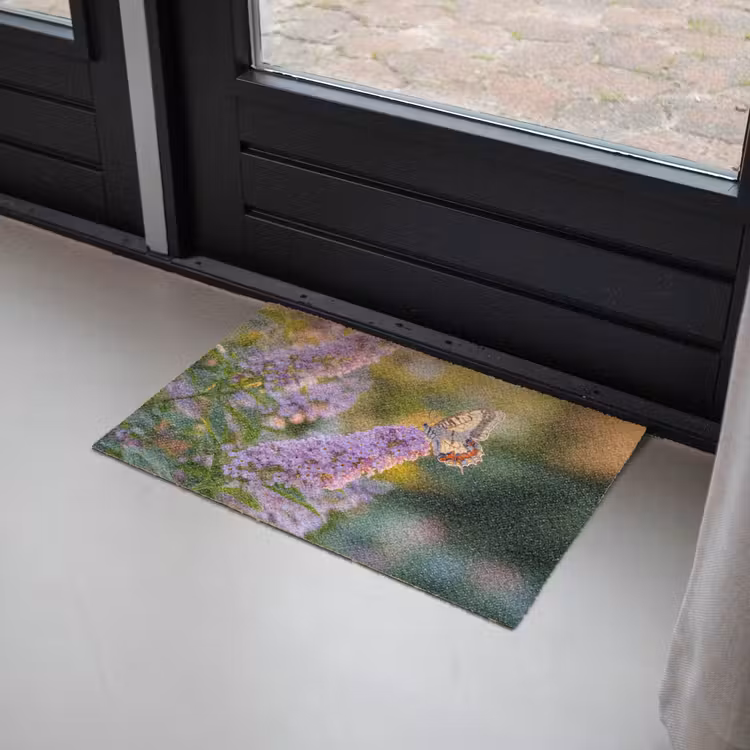 Deurmat - Sierlijke - Vlinder - Paarse - Bloemen — 2