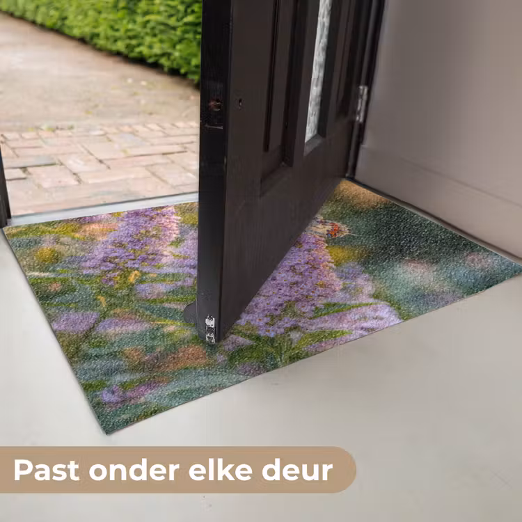 Deurmat - Sierlijke - Vlinder - Paarse - Bloemen — 7