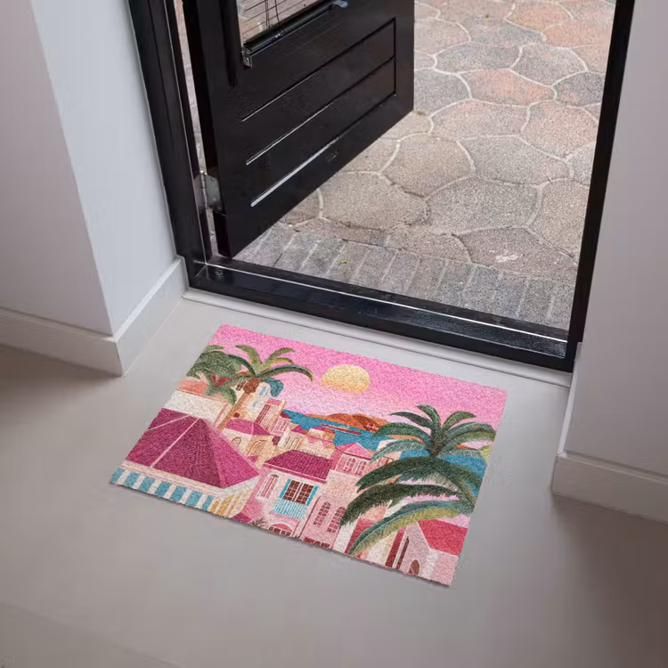 Deurmat - Stad - Roze - Palmbomen — 4