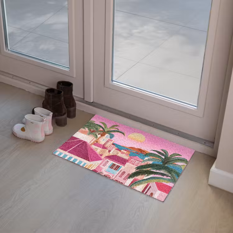 Deurmat - Stad - Roze - Palmbomen — 8
