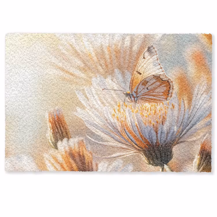 Deurmat - Vlinder - Bloem - Oranje — 1