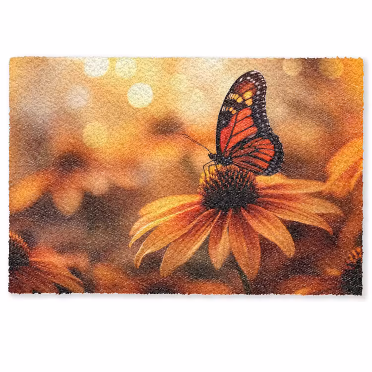 Deurmat - Vlinder - Bloemen - Oranje — 1