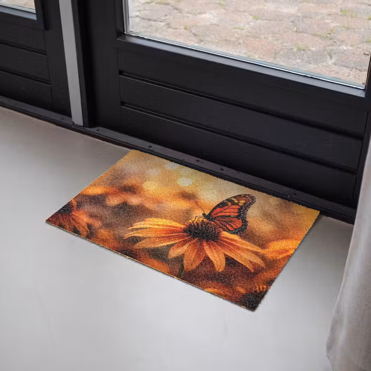 Deurmat - Vlinder - Bloemen - Oranje — 2