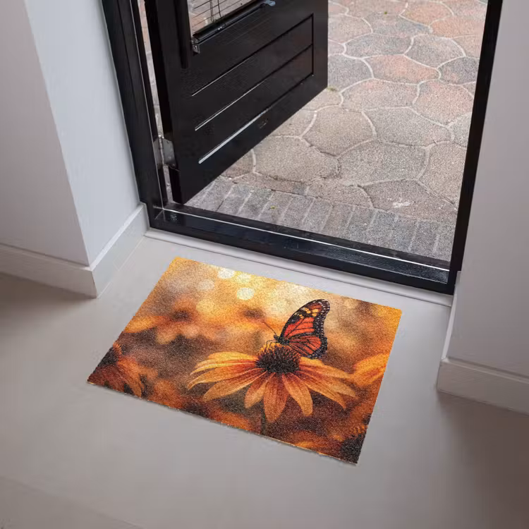 Deurmat - Vlinder - Bloemen - Oranje — 4