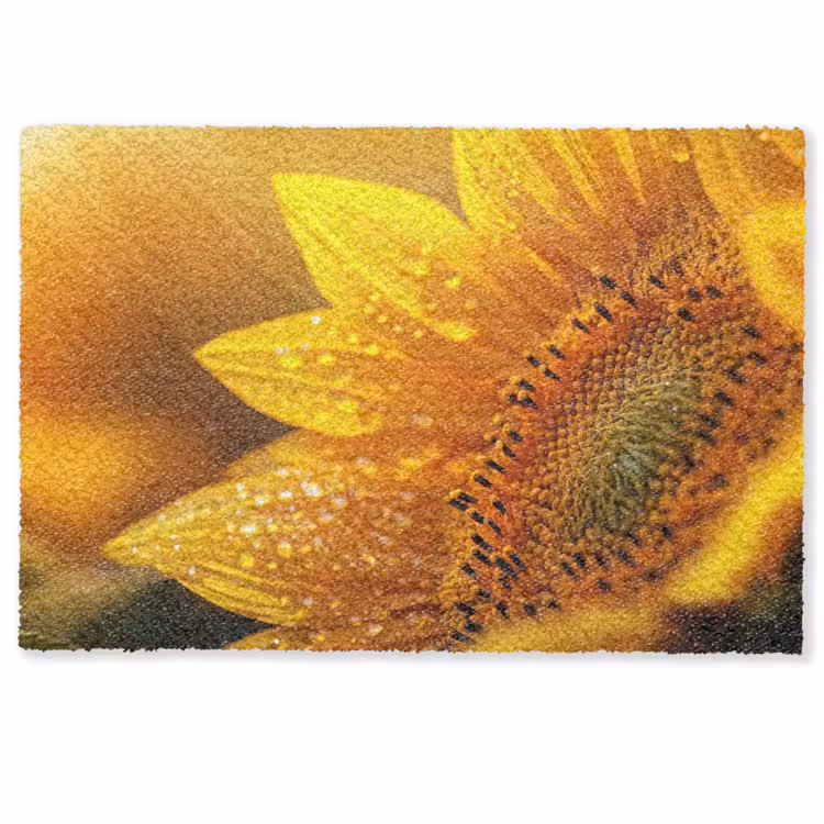 Deurmat - Zonnebloem - Dauwdruppels - Geel - Zonlicht — 1
