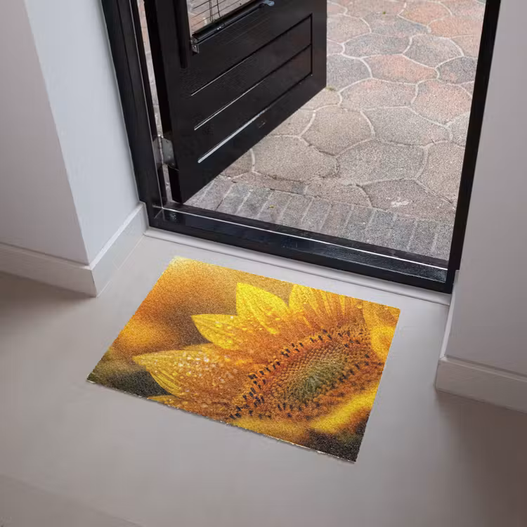Deurmat - Zonnebloem - Dauwdruppels - Geel - Zonlicht — 4