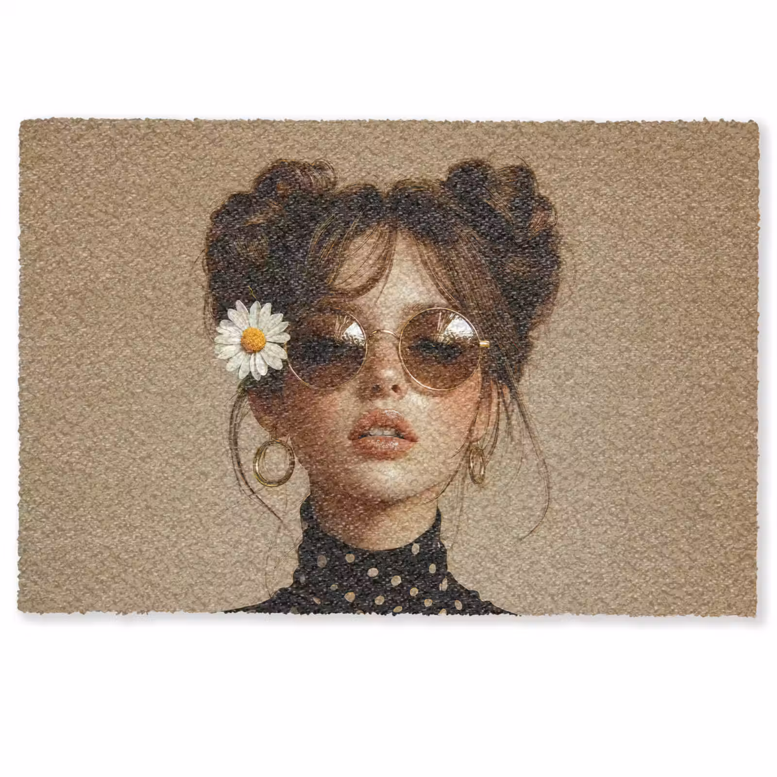 Deurmat - Vrouw - Beige - Bloem - Modern - Portret — 1