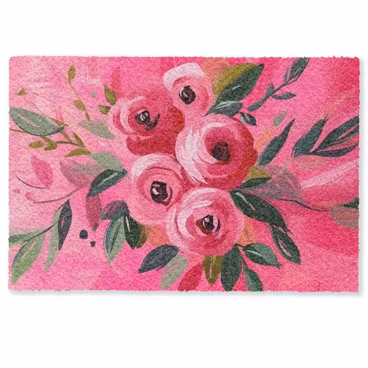 Deurmat - Bloemen - Verf - Roze — 1