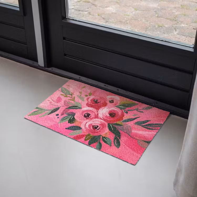 Deurmat - Bloemen - Verf - Roze — 2
